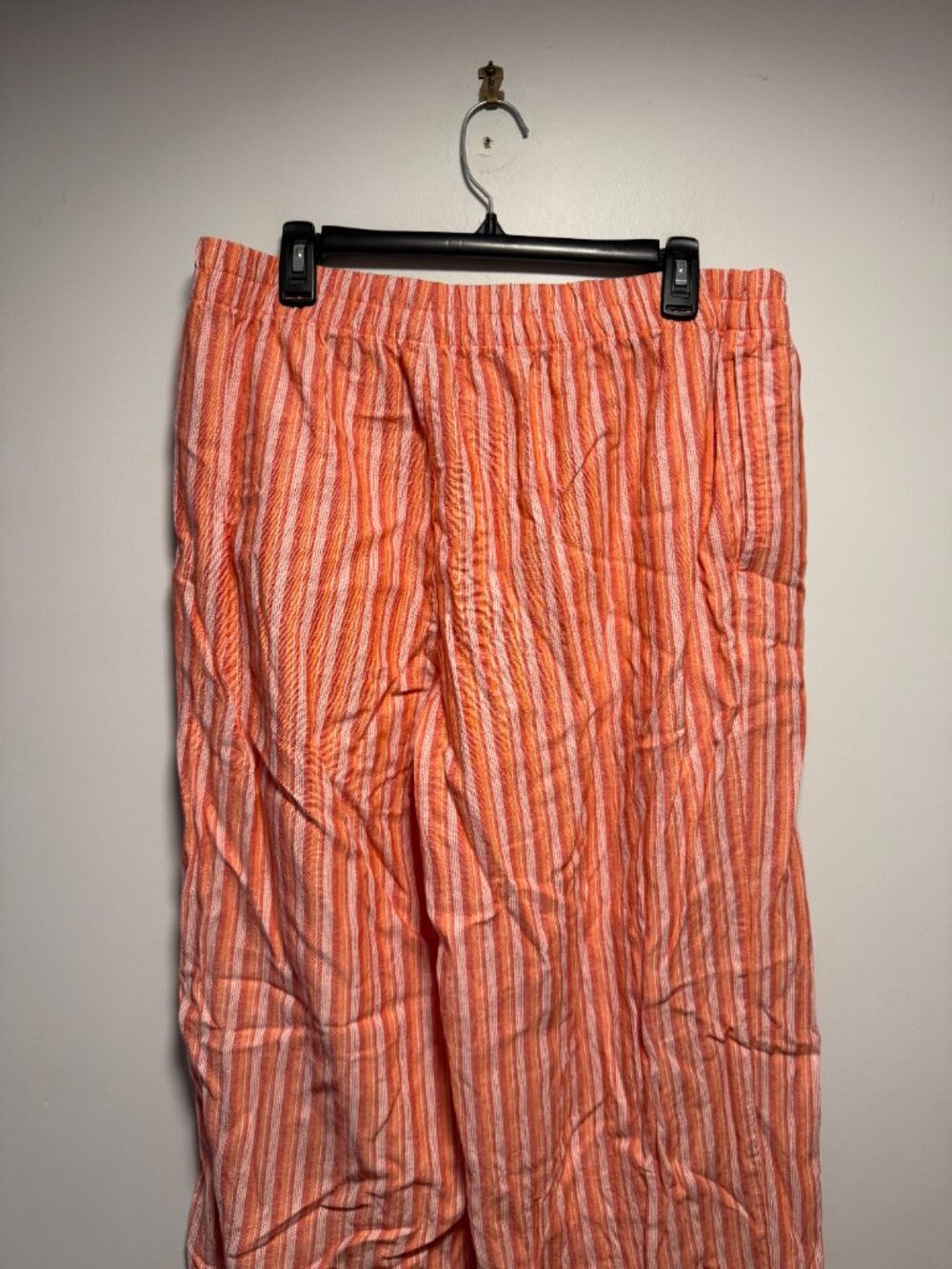 Old Navy Super Wide Leg High Rise Linen Blend Stripe Pant Large T - Picture 5 of 8